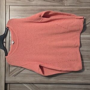 J Jill Cotton Sweater XL Orange Peach pullover